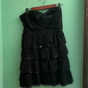 Black strapless layered dress